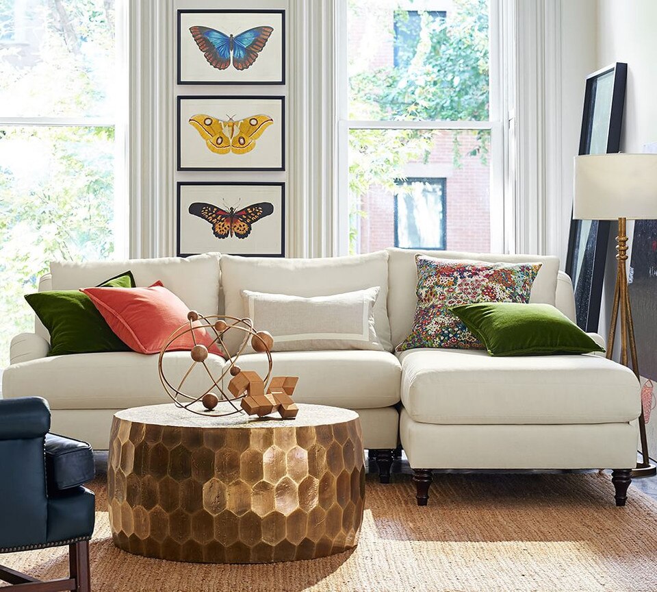 Carlisle Upholstered Sofa with Chaise Sectional Pottery Barn Australia